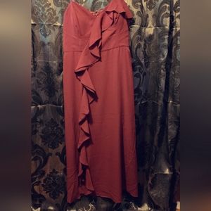 City Chic form fitting Dark red/ berry full length thin strap Dress size M/18